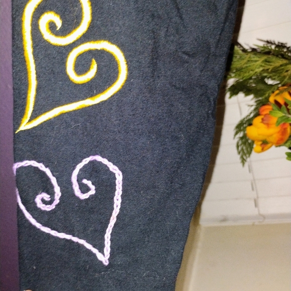 Women's Michael Simon Lite Black Button Down Cardigan With Colored Hearts Size L - Picture 4 of 7